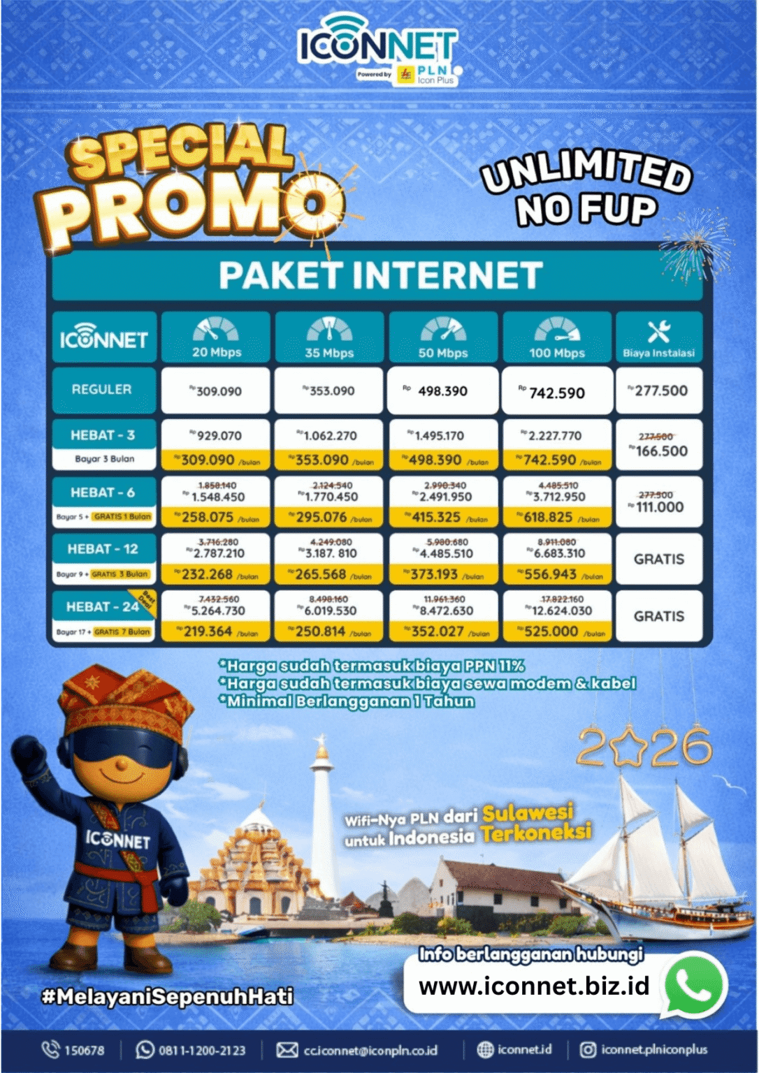 Harga Terbaru Wifi Iconnet - Gratis Instalasi - 08973338213