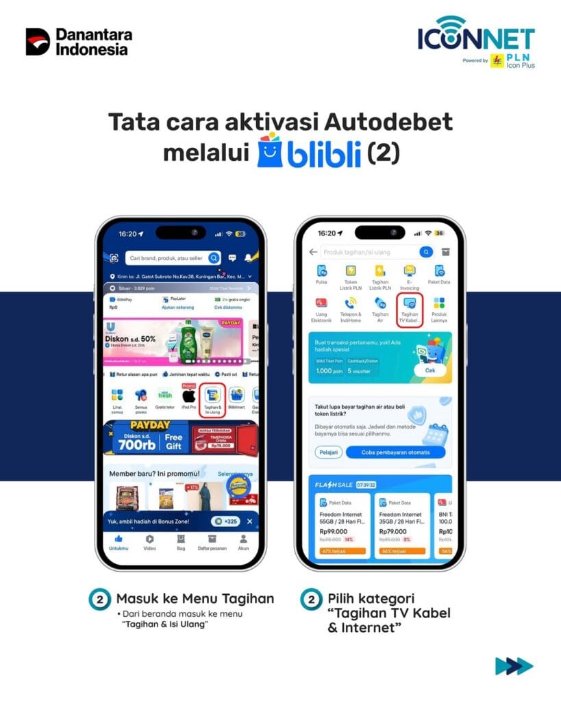 Cara Bayar Iconnet di BliBli